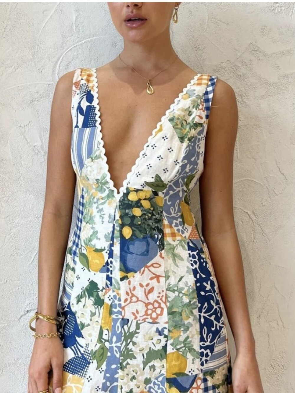 Commense Maxi Dress Cottage Core Floral Patchwork Print Vintage Inspired XL NWT - Picture 7 of 8